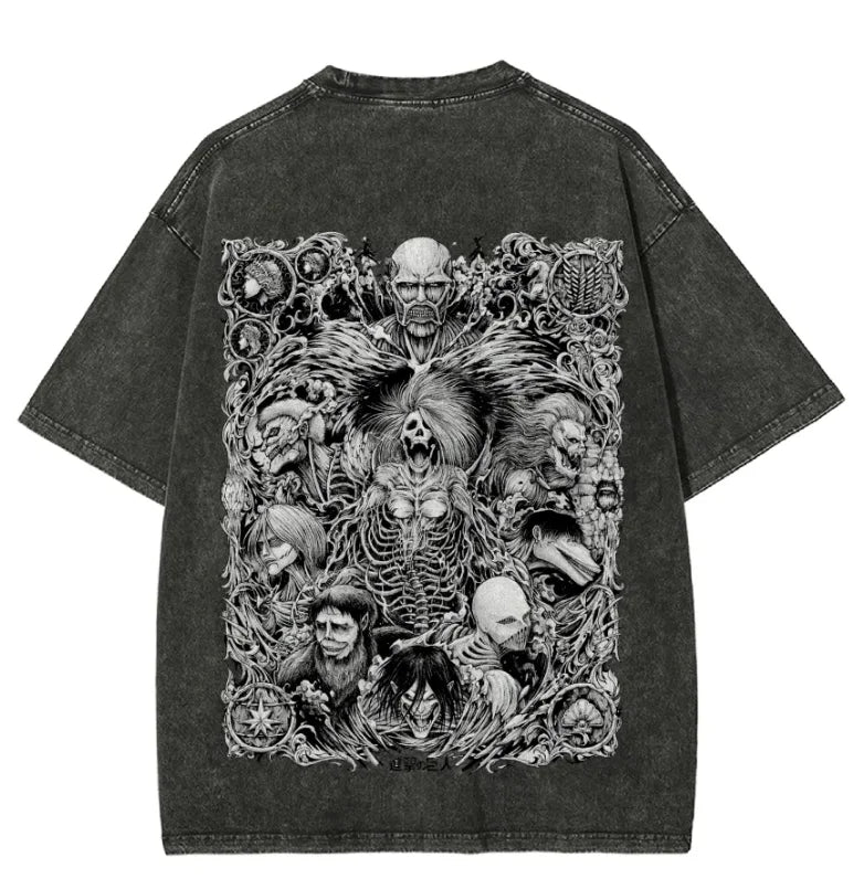Attack on Titan Men and Women Summer Fashion Casual Clothing Retro Street Style Anime Printed Cotton T-shirt