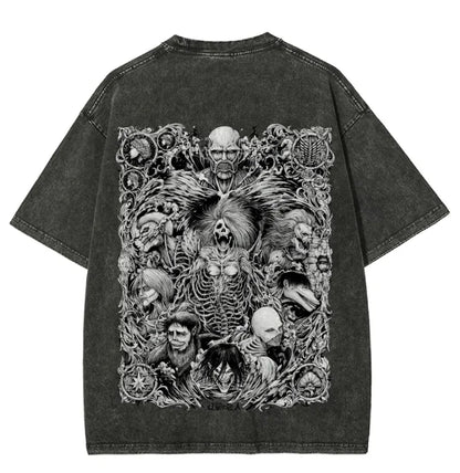 Attack on Titan Men and Women Summer Fashion Casual Clothing Retro Street Style Anime Printed Cotton T-shirt