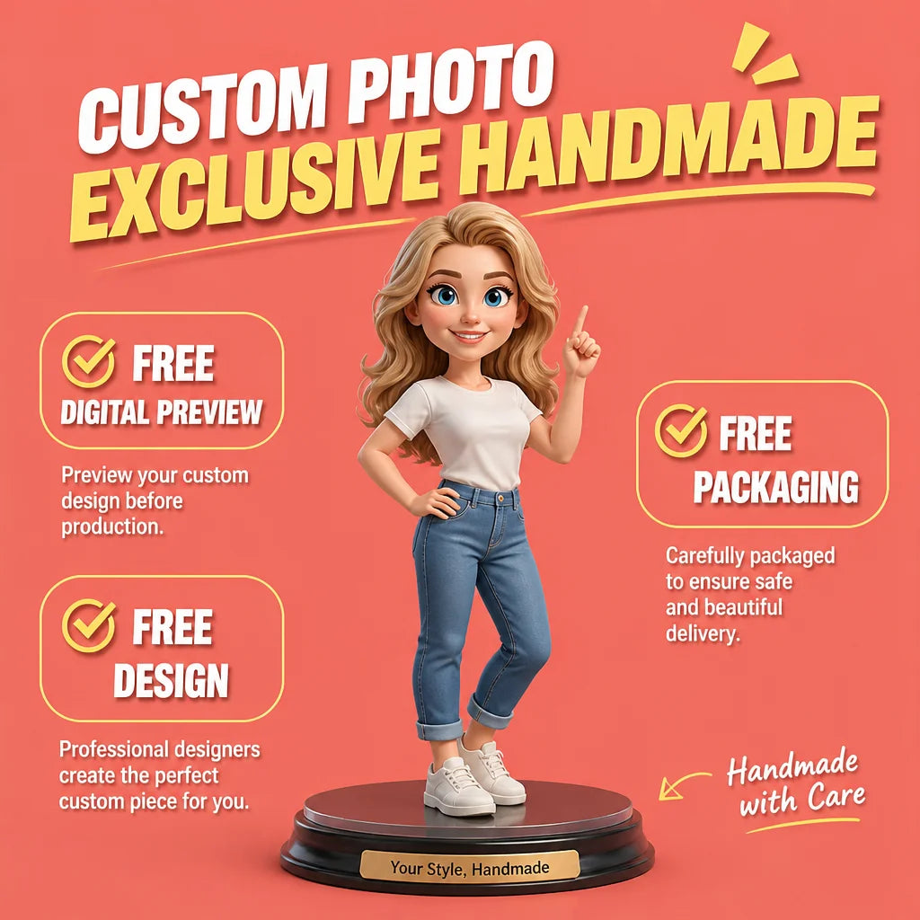 Q-Version Doll 3D Full-Color Printing Custom Photo Figurine Gift for Best Friend Female Character Model Portrait