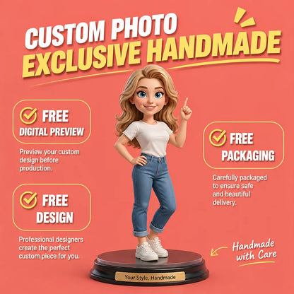 Q-Version Doll 3D Full-Color Printing Custom Photo Figurine Gift for Best Friend Female Character Model Portrait