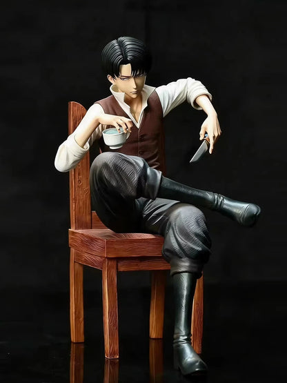 Attack On Titan Levi Ackerman Sitting Pose GK Figure Anime Statue Desktop Decoration Collectible Model For Anime Fans And Otaku