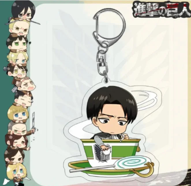 Acrylic Keychain for Attack On Titan Levi Annie Erwin Historia Hange Chibi Version Acrylic Key Buckle Anime Decoration Pendant