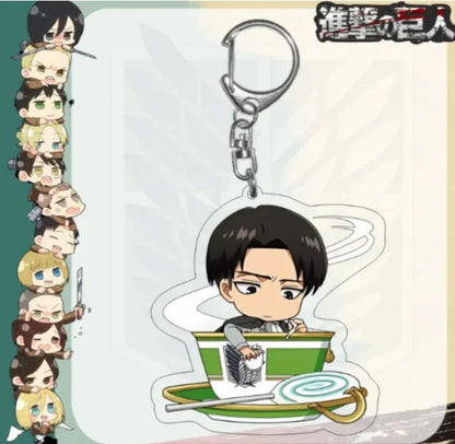 Acrylic Keychain for Attack On Titan Levi Annie Erwin Historia Hange Chibi Version Acrylic Key Buckle Anime Decoration Pendant