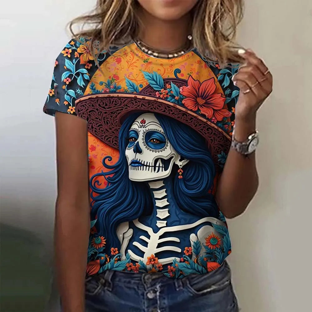 Day of the Dead Skull Oversized T-Shirt
