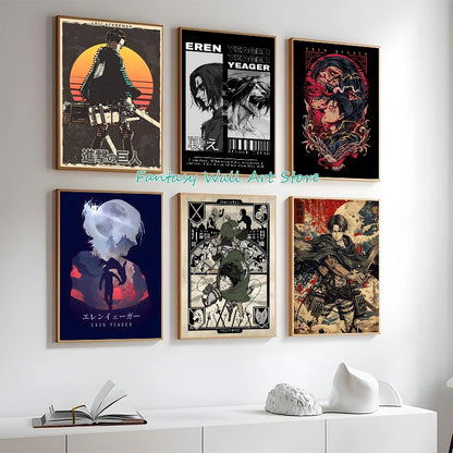 A-ttack-on-Titan Anime Levi Ackerman Eren Yeager Anime Characters Series Poster Canvas Painting Wall Pictures Home Room Decor