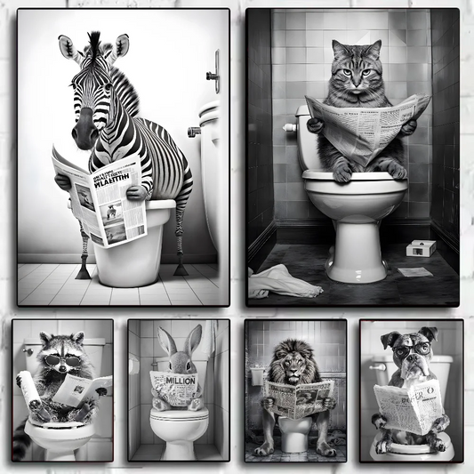 Modern style Funny Bathroom Animal Poster HD art sticky wall waterproof home living room bedroom bar aesthetic decoration