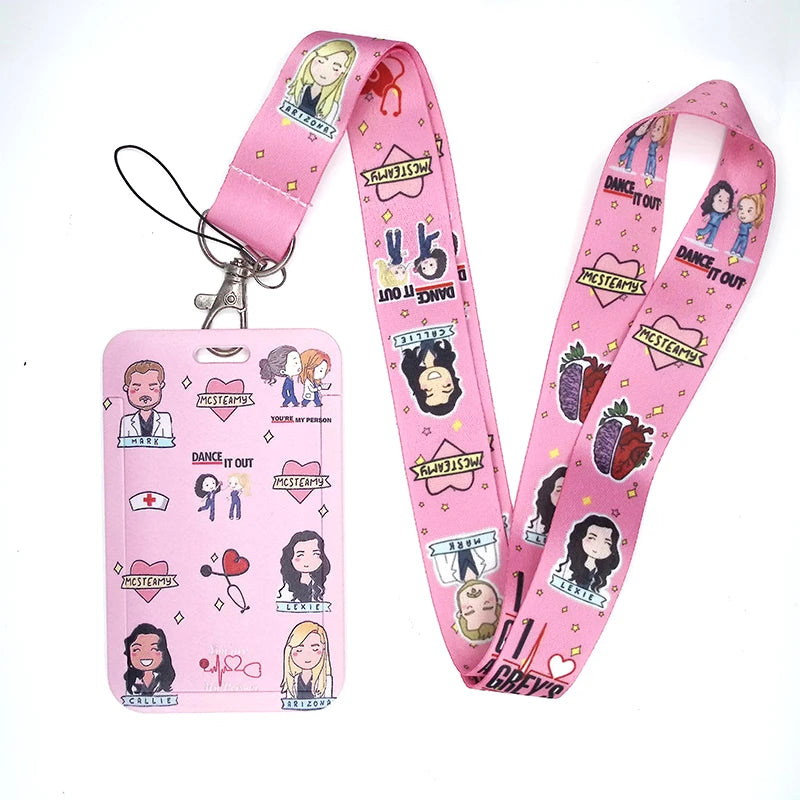 100 Styles Anatomy Credential Holder Keychains Neck Lanyard Pass Card Anime Credit Card Holder Keychain Straps Wholesale