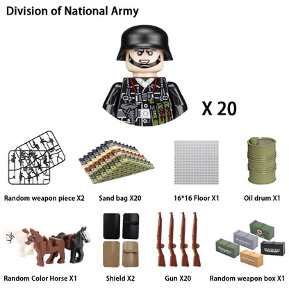 24pcs/batch WW2 Military Character WW2 Army Building Blocks Military Soldier Character Building Blocks Kids Holiday Gift Toys