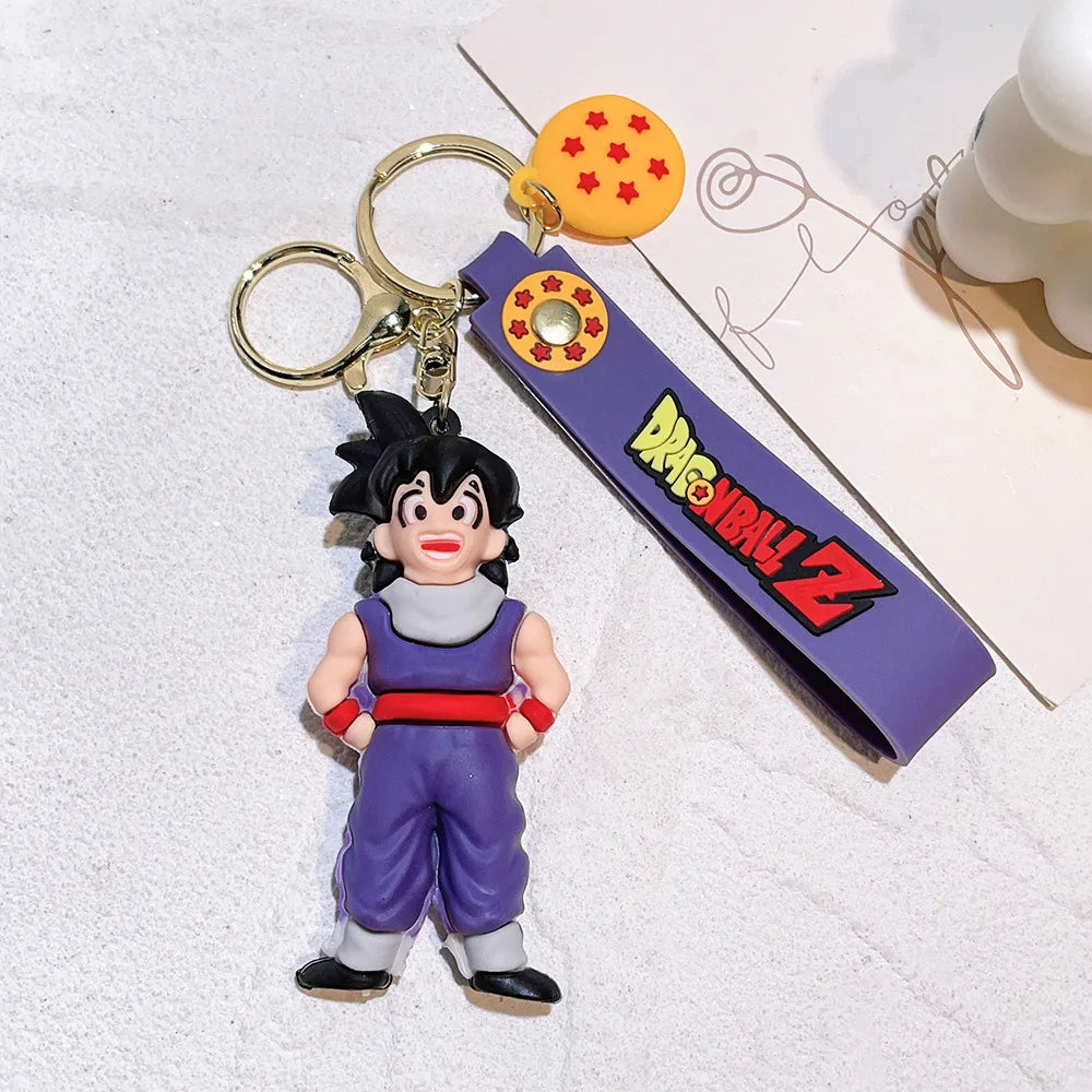 Anime Dragon Ball Keychain Fashion Jewelry Son Goku Vegeta Piccolo Action Figures 8CM PVC Key Ring for Men Women Bag Pendant