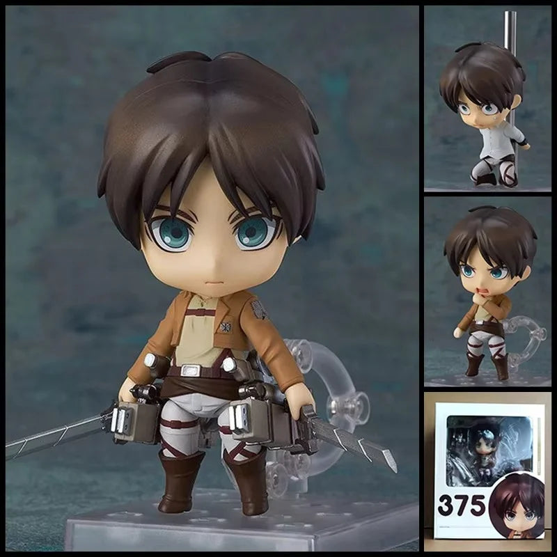 Attack on Titan Chibi Figure Eren 375 Mikasa 365 Armin 435 Interchangeable Face Movable Action Figure Desktop Ornament Gift
