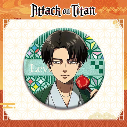 Attack on Titan 58 Badge Plain Glossy Film 58 Pin Anime Eren Yeager Ackerman Merchandise Souvenirs Collectibles Action Figures