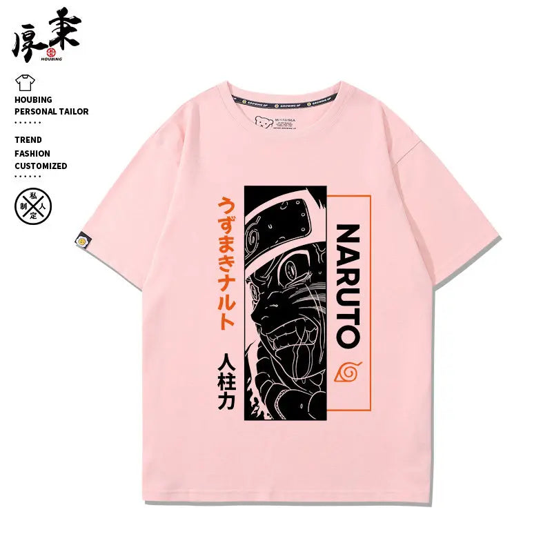 Summer Japanese Anime Children's T-shirt Naruto Sasuke Sakura Peripheral Pure Cotton Printed Parent-child Casual T-shirt