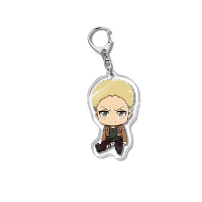 Attack On Titan Acrylic Figure Display Cartoon Keychain Eren Mikasa Levi Anime Desk Ornament Key Ring Accessories Q Version
