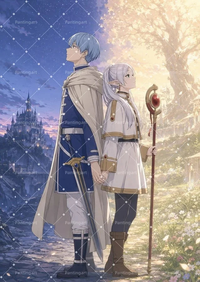 Magic Fantasy F-Frieren Beyond Journeys End Anime Canvas Painting Classic Elf Magic Girl Manga Art Poster Teens' Room Home Decor