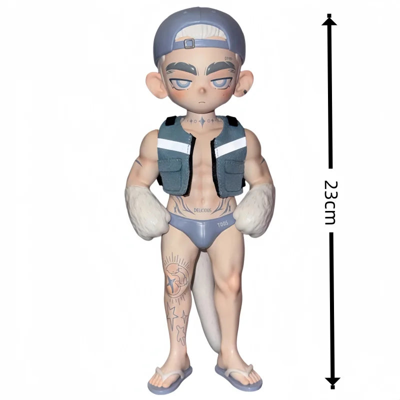 Toos Deer Head Boy Figure Muscle Guy Handsome Boy with Tattoo Warrior Doll Running Park Collection Ornament Accompany Gift