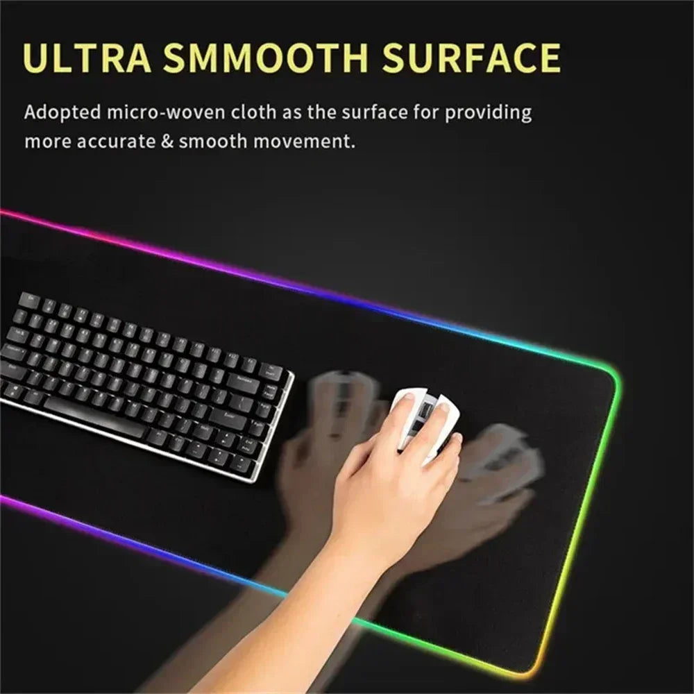 Large RGB LED Mousepad Attack on Titan Mouse Pads Anime Cool Gaming Tapis De Souris Carpet Laptop XXL Gabinete Gamer Accessories