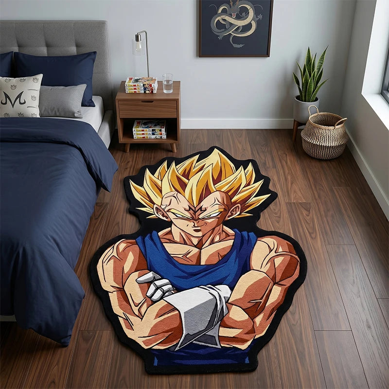 Dragon Ball Z Majin Vegeta Anime Fan Art Rug Non-Slip Irregular Shape Floor Mat Cool Gaming Room Decor Bedroom Carpet Gift