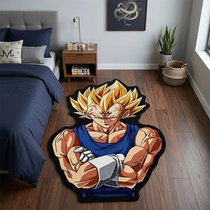 Dragon Ball Z Majin Vegeta Anime Fan Art Rug Non-Slip Irregular Shape Floor Mat Cool Gaming Room Decor Bedroom Carpet Gift