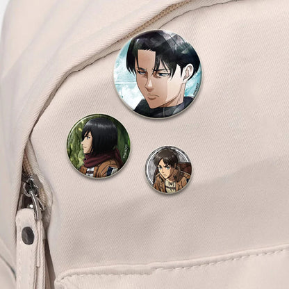 Eren Levi Armin Arlert Erwin Cartoon Badge Attack on Titan Brooches on Backpack Clothes Handmade Round Pins for Gift Accessory