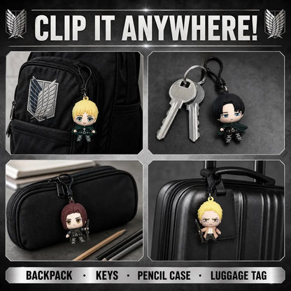 Attack on Titan Blind Box Mystery Bag Final Season 3D PVC Bag Clip Keychain Anime Collectible Pendant Backpack Charm Gift
