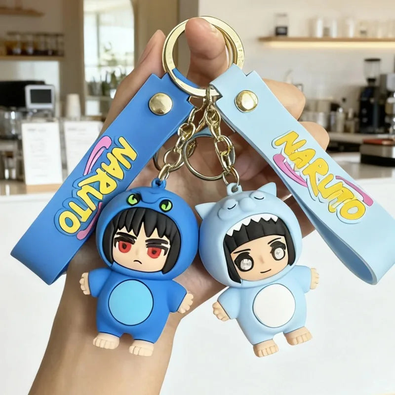 Q version of Naruto cartoon character key chain cartoon PVC doll pendant car key chain backpack jewelry fans collect gifts.
