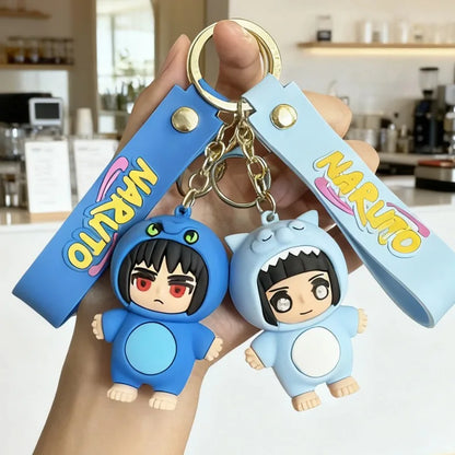 Q version of Naruto cartoon character key chain cartoon PVC doll pendant car key chain backpack jewelry fans collect gifts.
