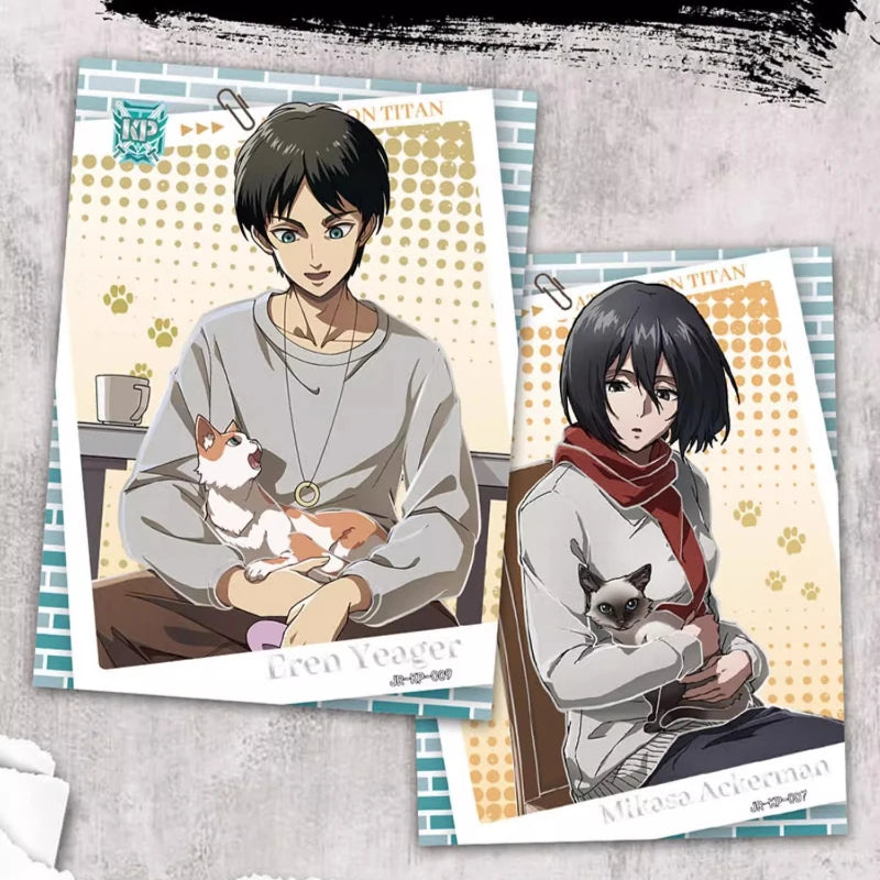 Official Genuine Attack On Titan Final Battle Series Card Eren Jaeger Mikasa Ackerman Anime Collection Toy Gift Original Box