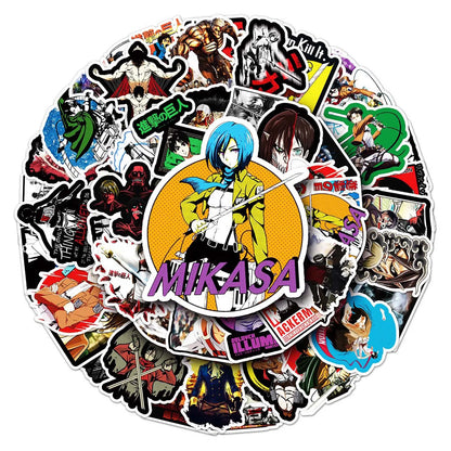 51PCS Attack on Titan Stickers Mikasa Graffiti Stickers DIY Diary Phone Case Handmade Scrapbook Aesthetic Stickers