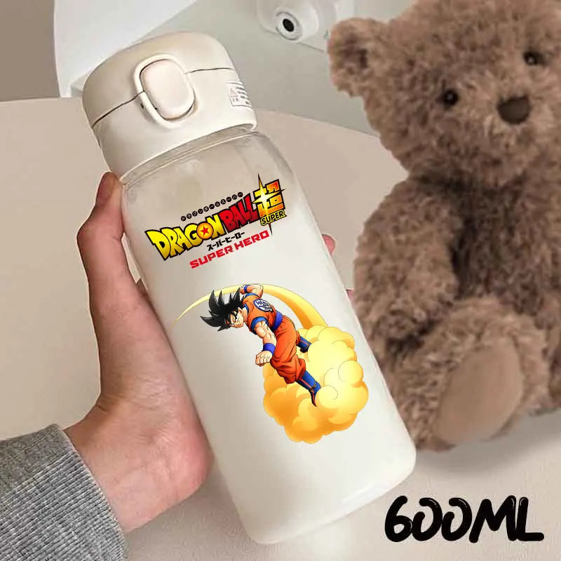 For Dragon Ball Straw Bottles 600ml Vegeta Goku Transparent Plastic Anti Drop Water Bottle Students Outdoor Capacity