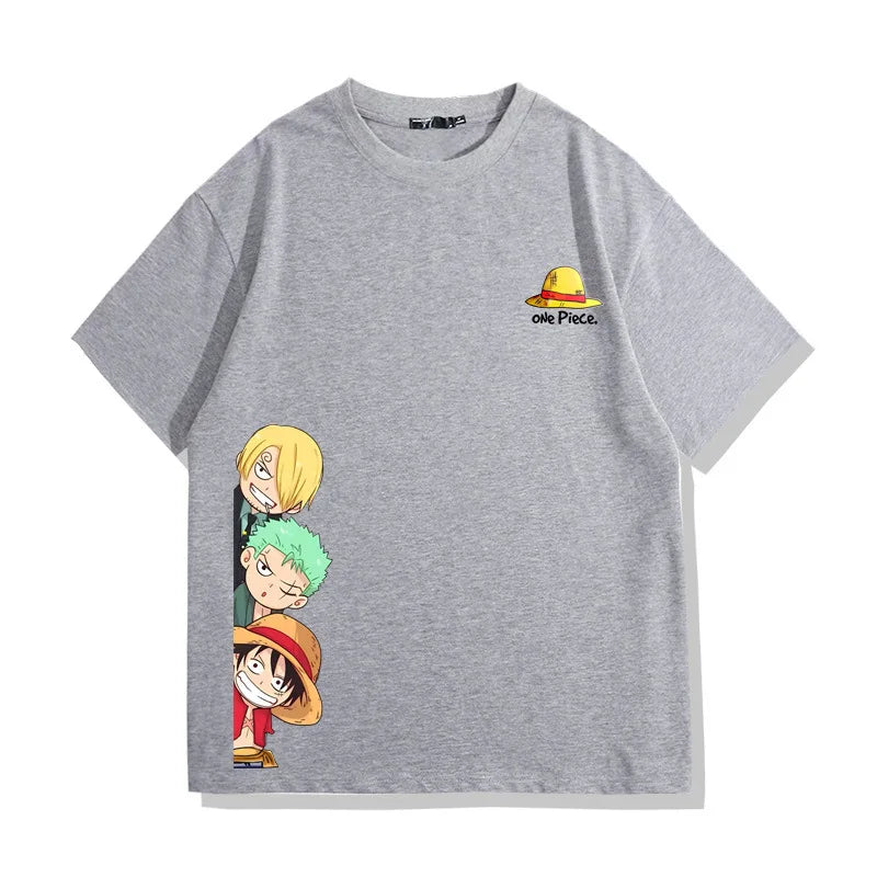 One Piece Straw Hat Pirates Unisex T-shirt 2026 Summer New Popular Anime Printed American Casual Family Short Sleeved Top