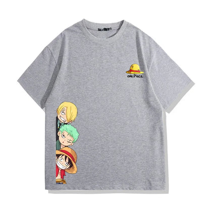 One Piece Straw Hat Pirates Unisex T-shirt 2026 Summer New Popular Anime Printed American Casual Family Short Sleeved Top