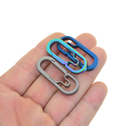 1.6inch 40mm small  Ti keychain color Solid titanium oval snap Lock Carabiner Key ring Safety Hook DIY FOB EDC camping outdoor