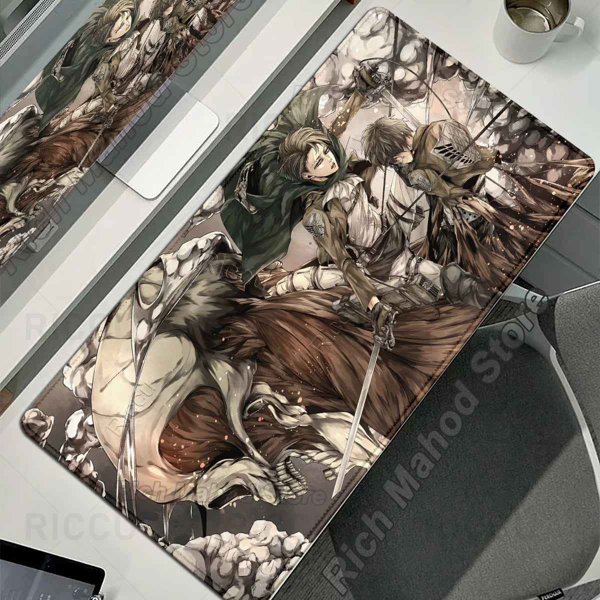 Anime Attack on Titan XXL Desk Mat Large Black White Mouse Pad Gamer Computer Mousepad Gaming Laptop Keyboard Mouse Mats Carpet