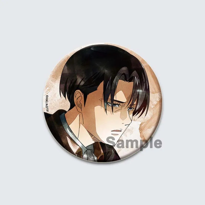 Eren Levi Armin Arlert Erwin Cartoon Badge Attack on Titan Brooches on Backpack Clothes Handmade Round Pins for Gift Accessory