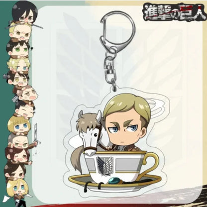 Acrylic Keychain for Attack On Titan Levi Annie Erwin Historia Hange Chibi Version Acrylic Key Buckle Anime Decoration Pendant