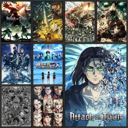 Anime Attack On Titan Eren Yeager Poster Peel And Stick Wall Art PP Waterproof HD Bedroom Living Room Home Decor Gift