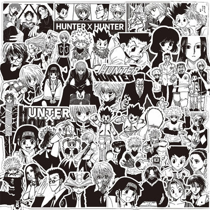 70pcs Black White HUNTERxHUNTER Japanese Anime Stickers GON FREECSS Decals Skateboard Laptop Car Decoration Sticker Kids Toys