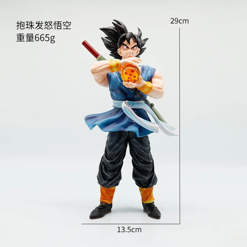 Dragon Ball Z Super Saiyan Goku Rage Statue Holding Dragon Ball Anime Figure Desktop Decor