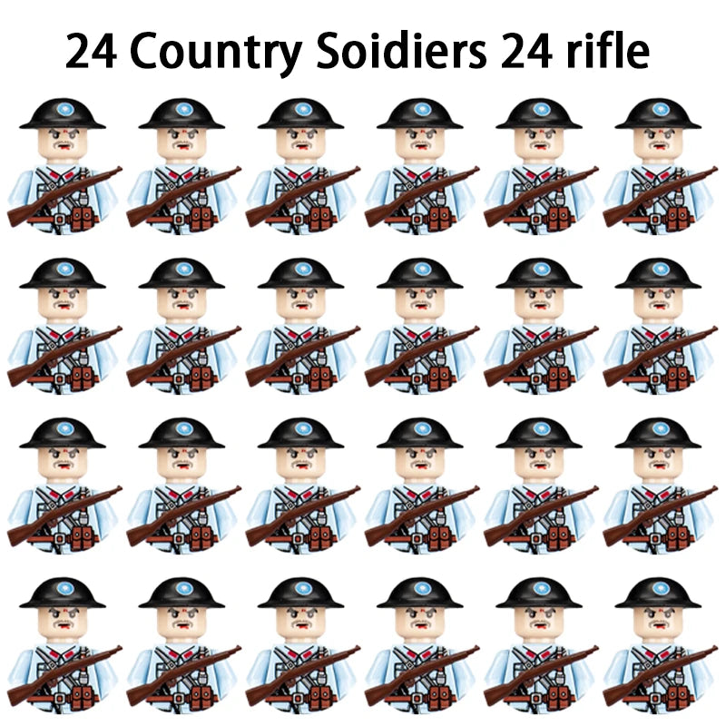 24pcs/batch WW2 Military Character WW2 Army Building Blocks Military Soldier Character Building Blocks Kids Holiday Gift Toys