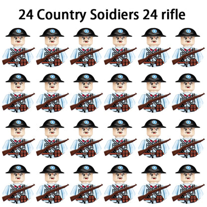 24pcs/batch WW2 Military Character WW2 Army Building Blocks Military Soldier Character Building Blocks Kids Holiday Gift Toys
