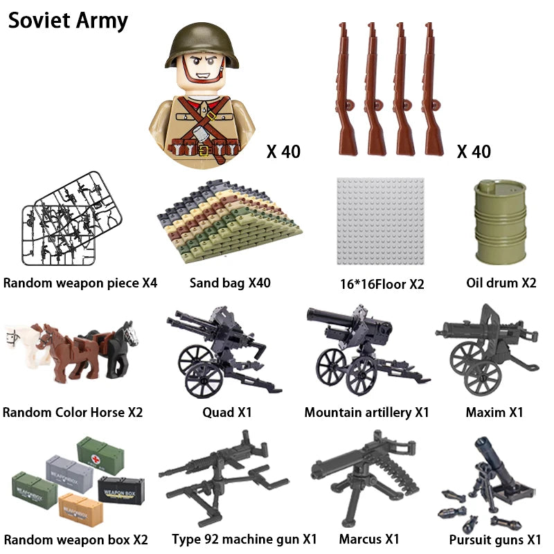 24pcs/batch WW2 Military Character WW2 Army Building Blocks Military Soldier Character Building Blocks Kids Holiday Gift Toys