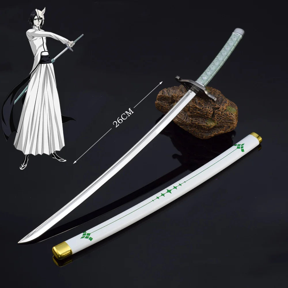 26cm Bleach Mini Tensa Zangetsu Sword Keychain for Fans Anime Peripherals Kurosaki Ichigo Metal Mask Pendant Keychain Gifts