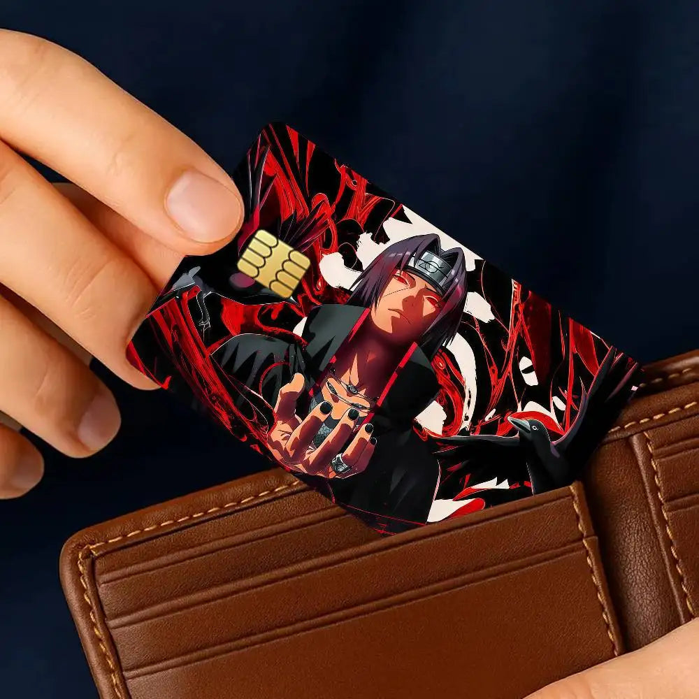 Anime N-NARUTO U-Uchiha I-Itachi Credit Card Stickers Skin For Bank Debit Decorative Protection 4PCS Anti-scratch Waterproof