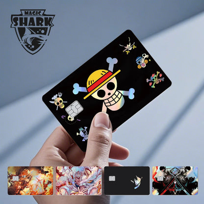 Magic Shark Luffy Zorro Ace Skull Anume Holographic Shinny Laser Sticker Film Skin for Credit Debit Card