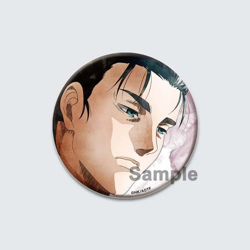 Eren Levi Armin Arlert Erwin Cartoon Badge Attack on Titan Brooches on Backpack Clothes Handmade Round Pins for Gift Accessory