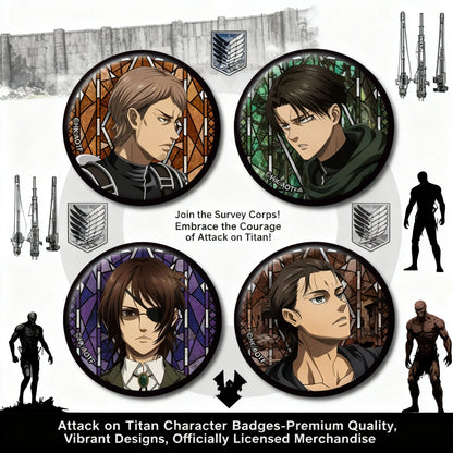 Attack on Titan Levi Ackerman Erwin Smith Anime Manga Series Character Metal Tin Pin Badge Collectible Merchandise Fan Gift