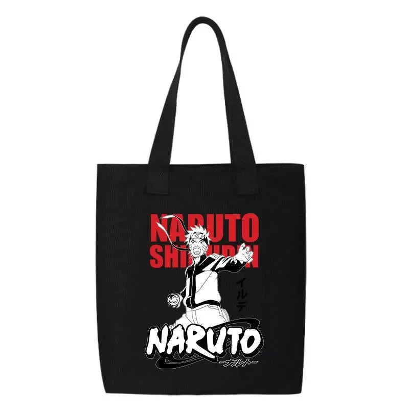 Anime Naruto Canvas Tote Bag Akatsuki Red Cloud Uchiha Itachi Casual Shoulder Handbag Portable Student School Shopping Bags Gift
