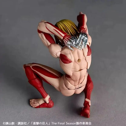 In Stock Attack On Titan Amazing Yamaguchi Revoltech Nr068 Female Titan Annie Leonhart Figure Gk Collection Model Toy Gift
