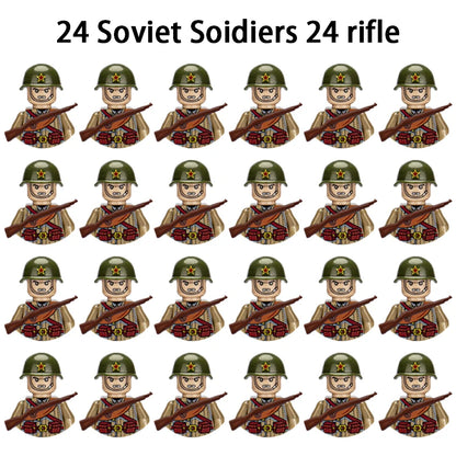 24pcs/batch WW2 Military Character WW2 Army Building Blocks Military Soldier Character Building Blocks Kids Holiday Gift Toys