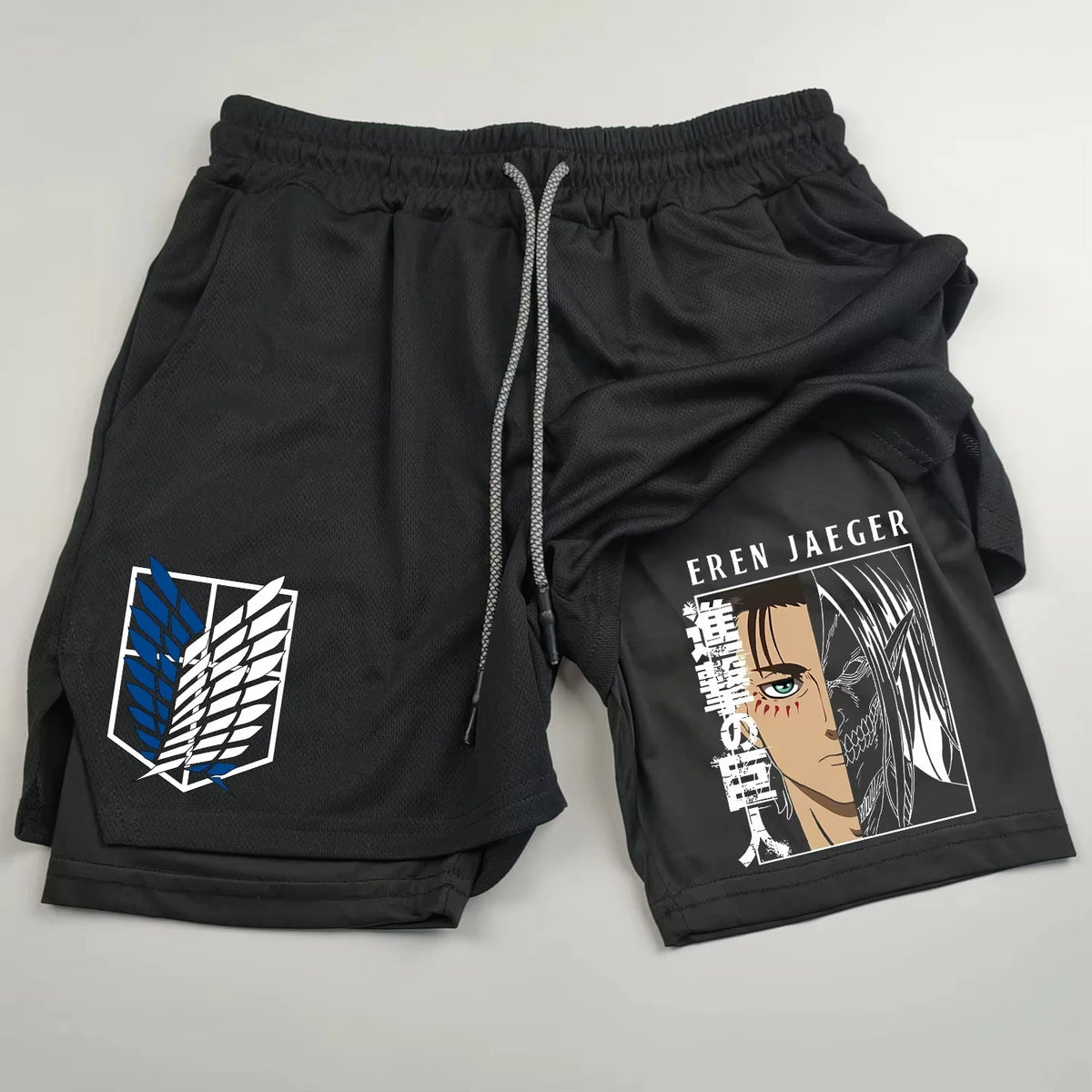 Attack on Titan Anime Collaboration Printing 2-in-1 Sports Shorts Summer New Men's and Women's Fitness Running Leggings Shorts